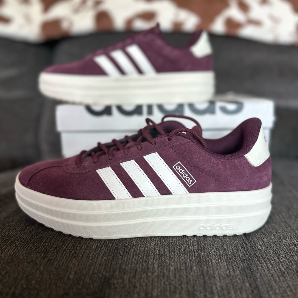 Adidas VL Court Bold Cranberry and White Shoes (women’s)